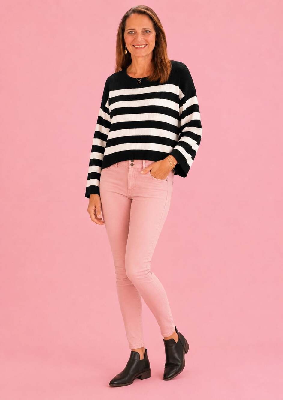 NWT- Sincerely Jules Black and White Striped Cropped Knit Sweater